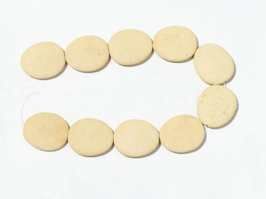 Off White Designer Oval Plastic Beads - 40x32 mm