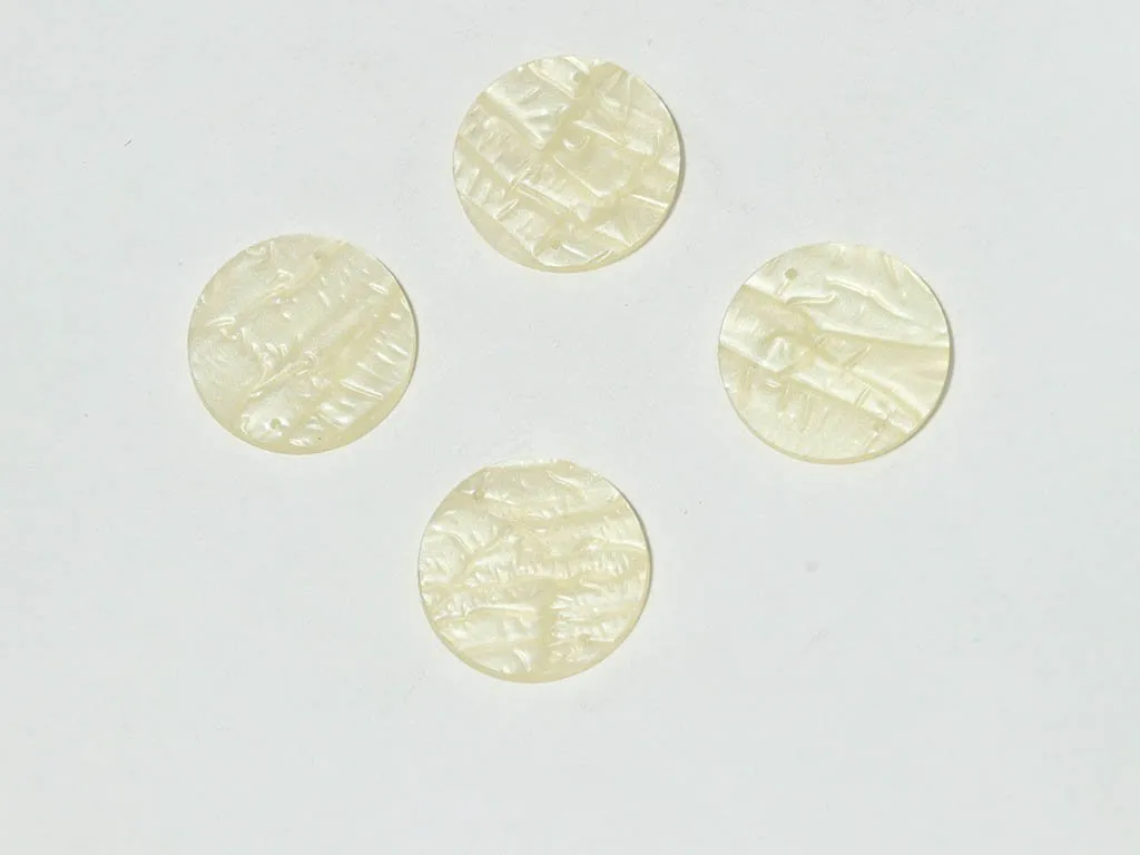Off White Flat Circular Plastic Beads - 22 mm