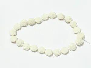 Off White Flower Designer Plastic Be ads - 18mm