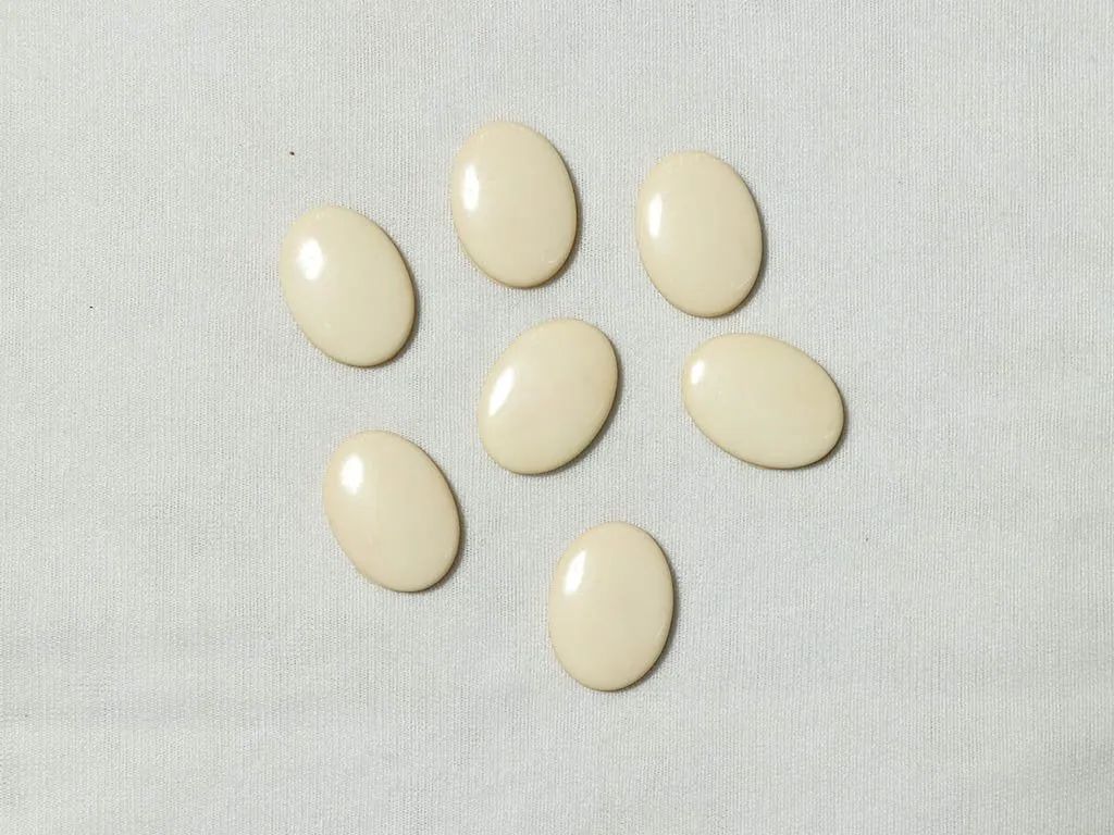 Off White Oval Plastic Beads - 25x18 mm