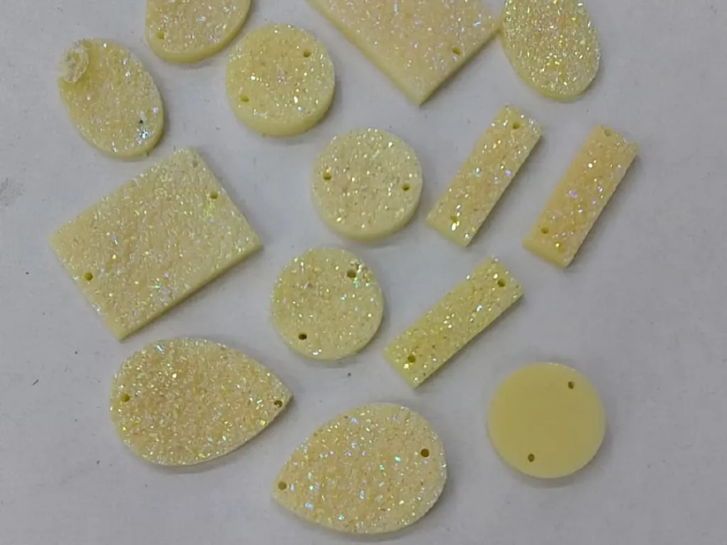 Off White Shimmer 2 Hole Mix Plastic Stones
