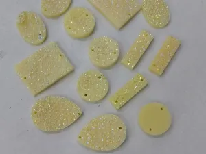 Off White Shimmer 2 Hole Mix Plastic Stones