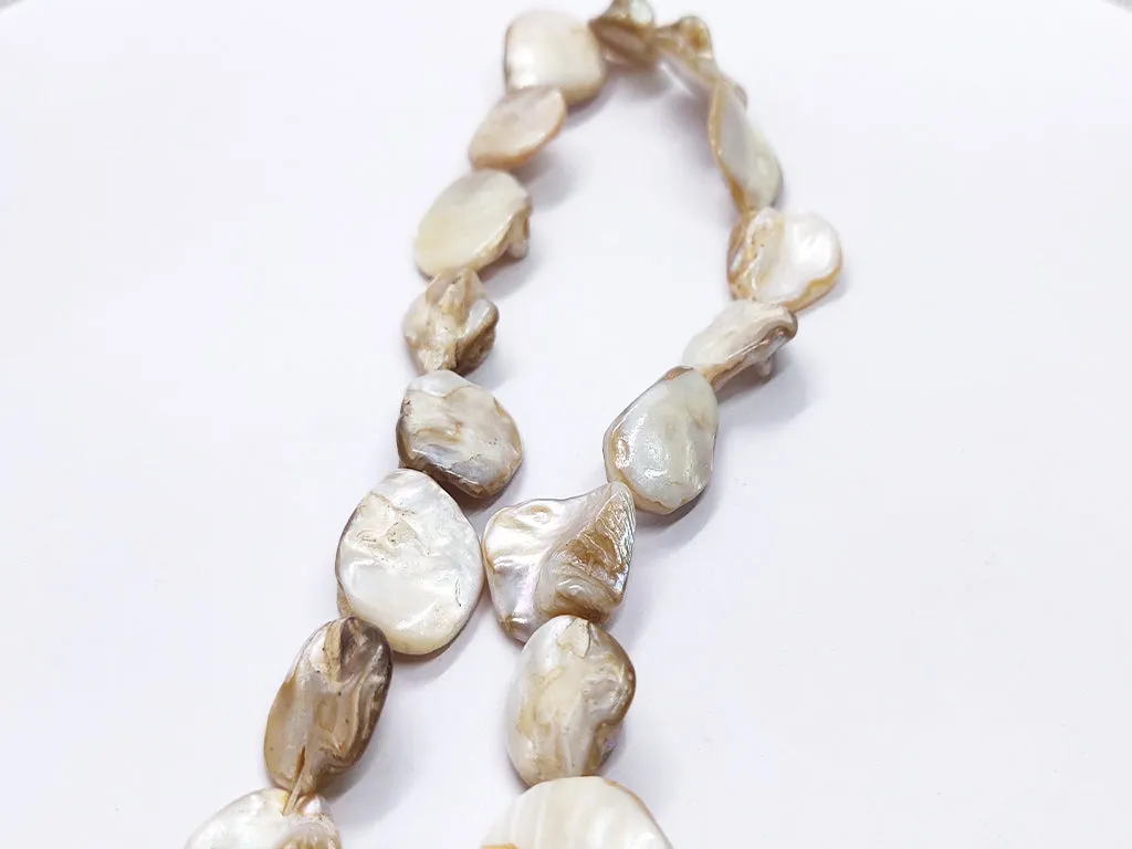 Off White Uneven Designer Shell Beads