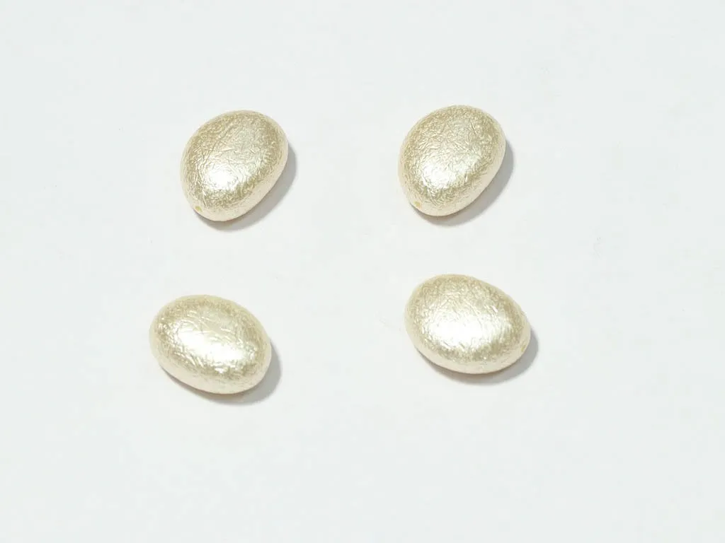 Off White Uneven Oval Plastic Beads - 24x18 mm