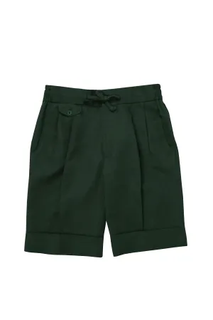Olive Linen Bermuda Shorts