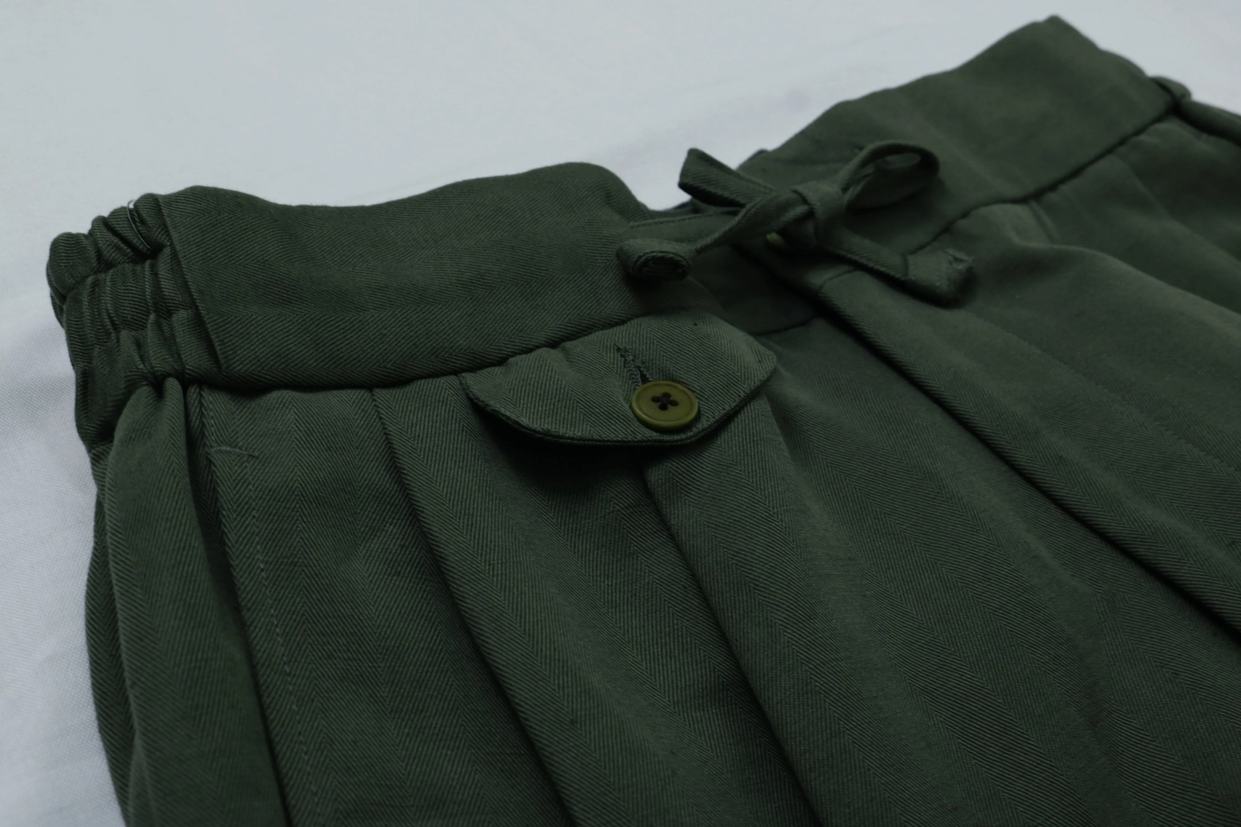 Olive Linen Bermuda Shorts
