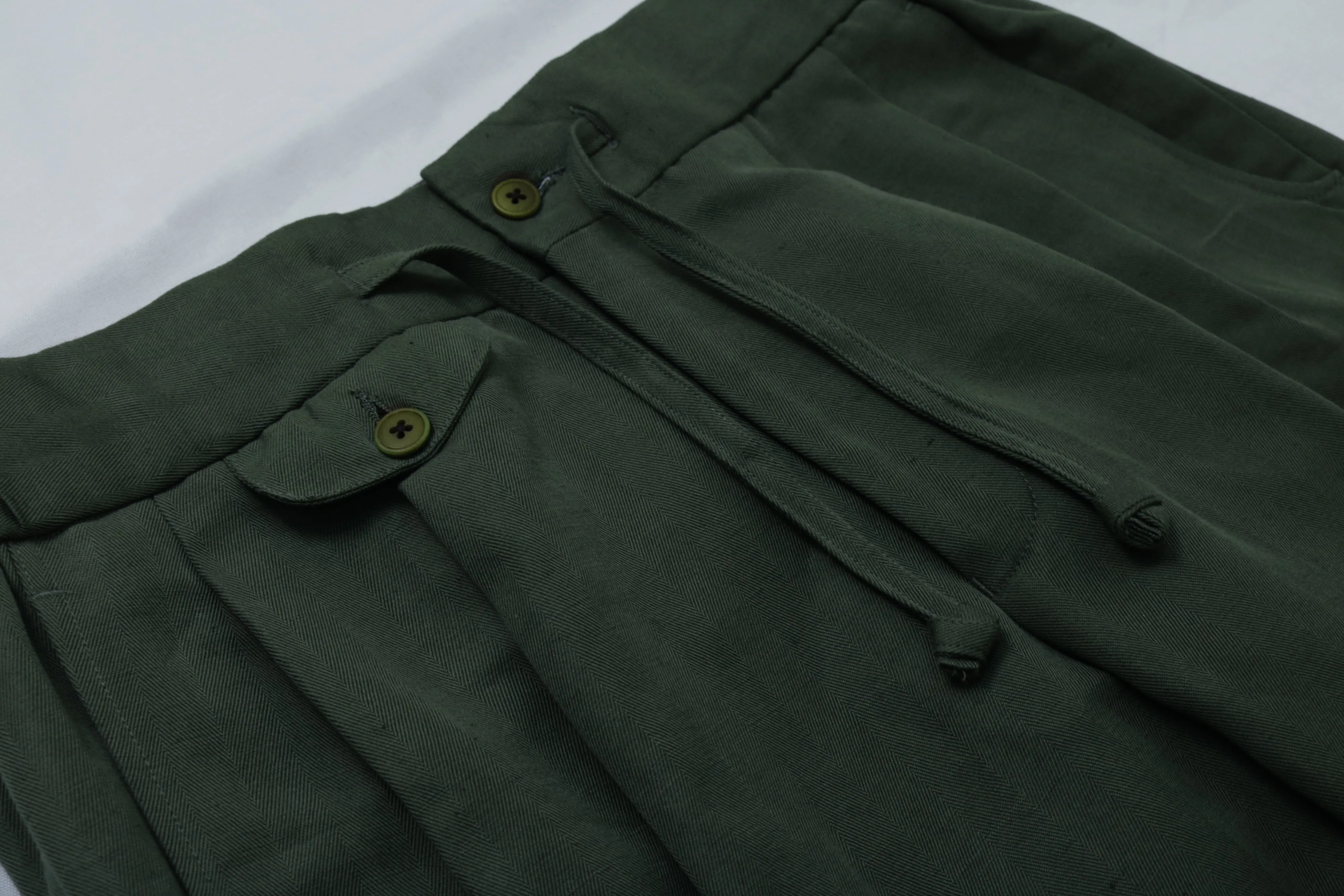 Olive Linen Bermuda Shorts