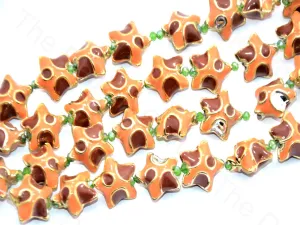 Orange Brown Star Shape Metallic Plastic Beads