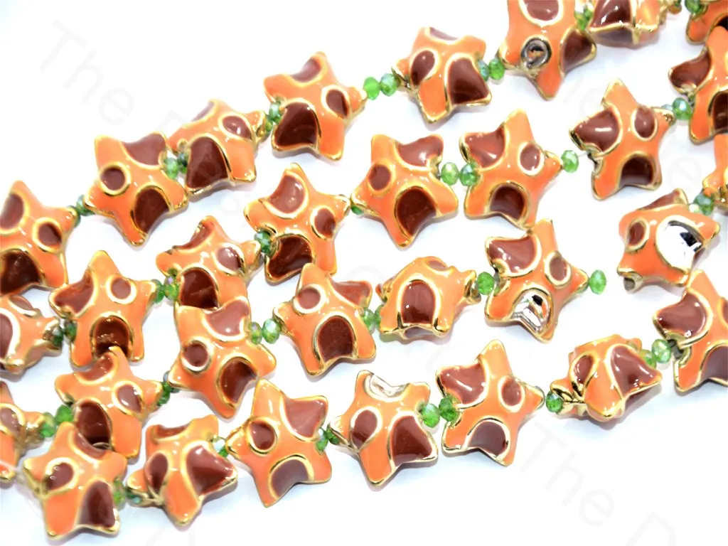 Orange Brown Star Shape Metallic Plastic Beads