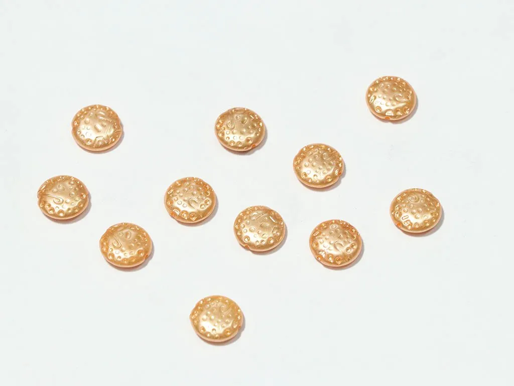 Orange Designer Circular Plastic Beads - 14 mm