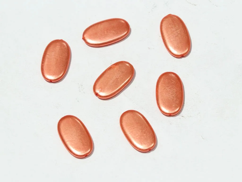 Orange Designer Oval Plastic Beads- 30x18 mm