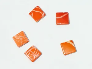 Orange Designer Square Plastic Beads - 22x22 mm