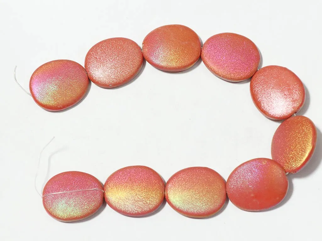 Orange Sparkle Designer Oval Plastic Beads - 40x32 mm