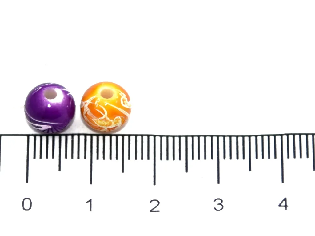 Orange White Spherical Plastic Beads