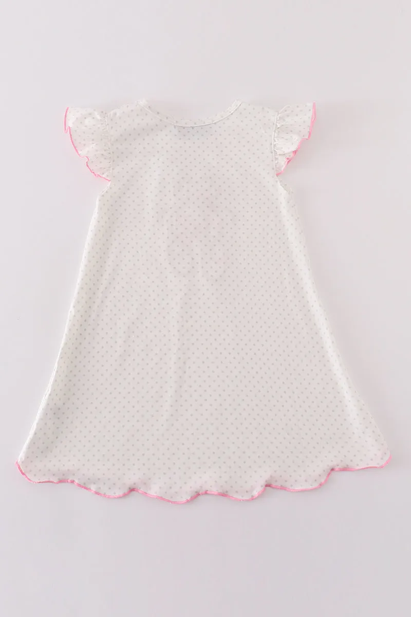 Pink ballet shoes applique girl dress