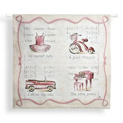 Pink Fun Ballet Shoes Woven Wall Tapestry