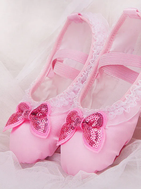 Practical Dance Shoes Satin Lace Bow Ballet Shoes