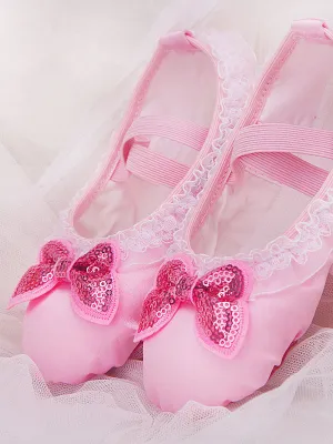Practical Dance Shoes Satin Lace Bow Ballet Shoes