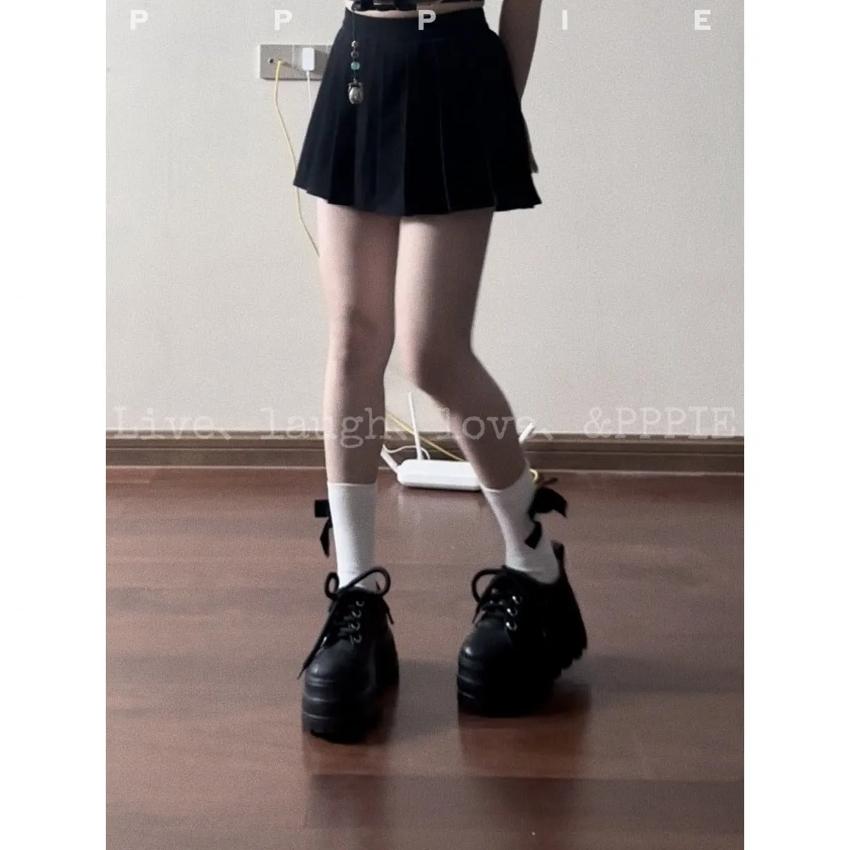 Printed open-edge beaded cowhide ultra-light platform shoes