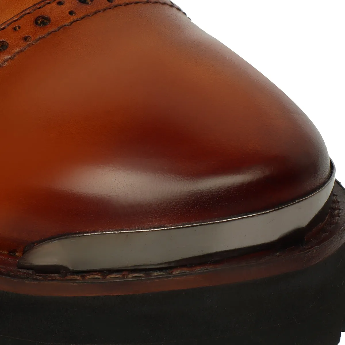Punching Brogues Cap Toe Tan Boot in  Light Weight Sole with Adjustable Buckle Strap By Brune & Bareskin