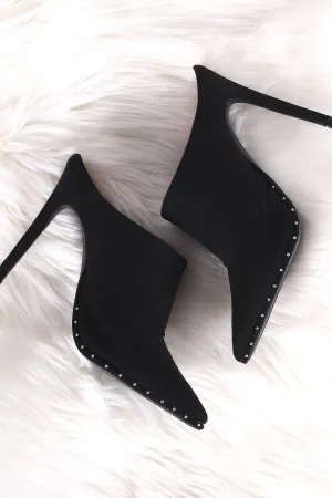 Qupid Suede Beaded Trim Pointy Toe Stiletto Mule Heel