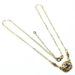Red Crystal 14 K Gold Filled Adjustable Filigree Choker