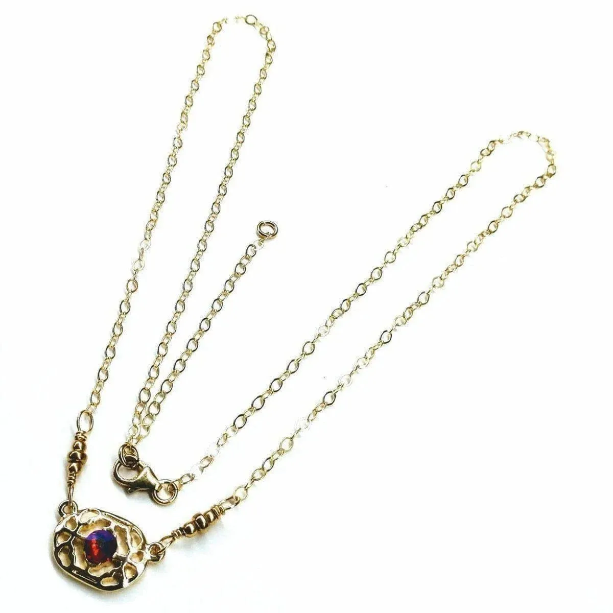 Red Crystal 14 K Gold Filled Adjustable Filigree Choker