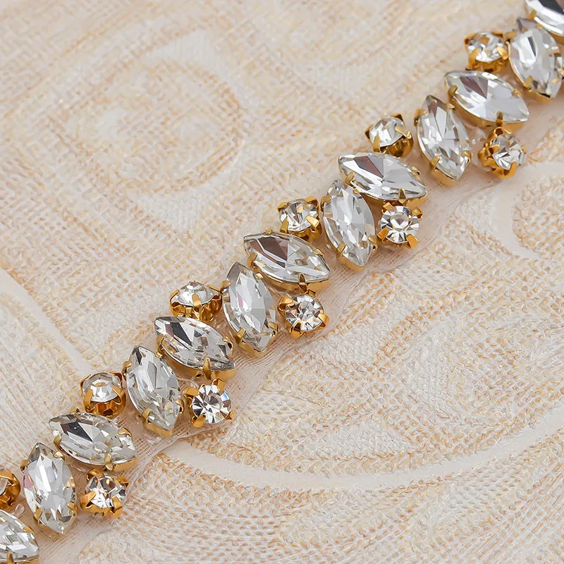 Rhinestone Applique Wedding Dress Waist Jewelry