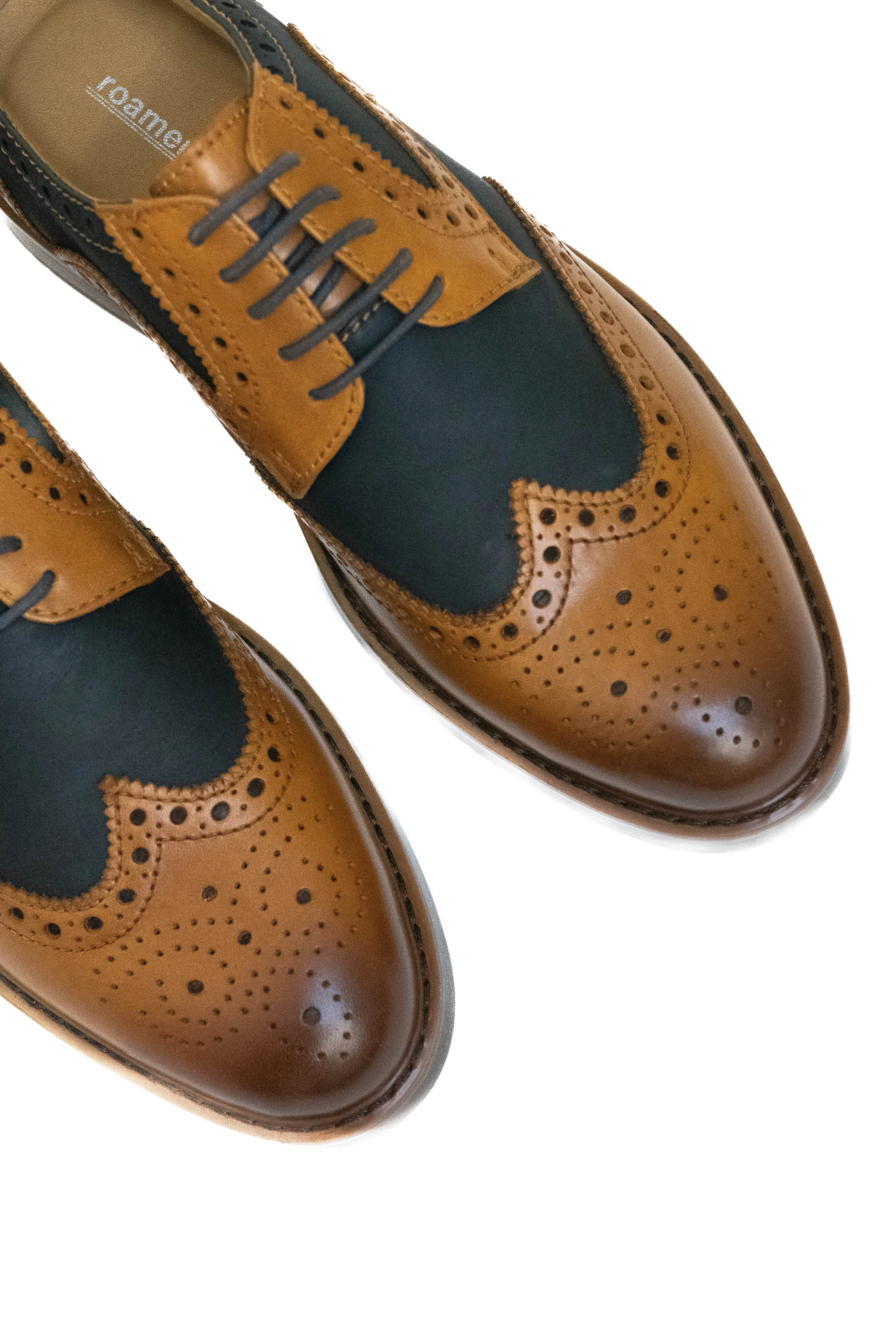 Roamers Tan & Navy Suede Chunky Brogues