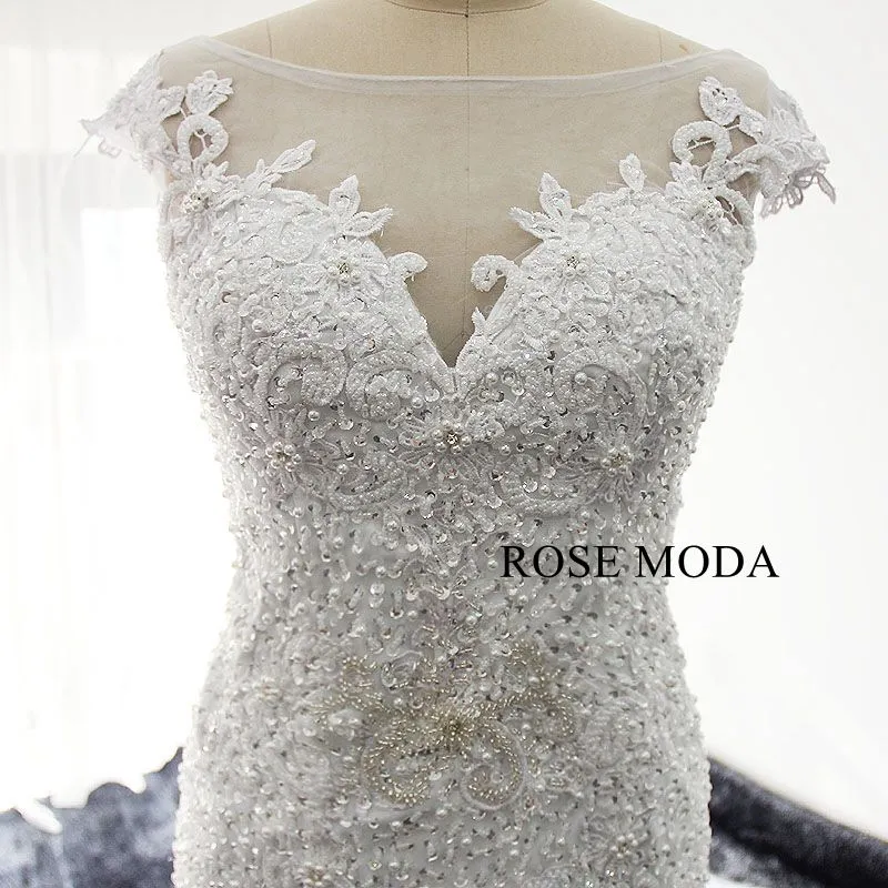 Rosemoda Heavy Beaded Lace Mermaid Wedding Dress