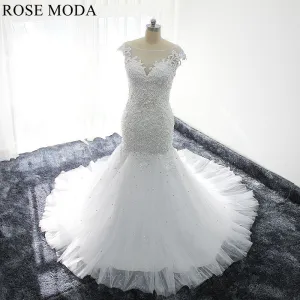 Rosemoda Heavy Beaded Lace Mermaid Wedding Dress