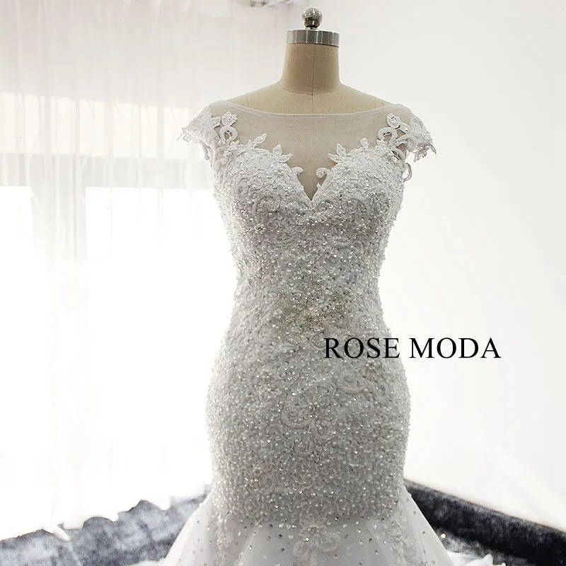 Rosemoda Heavy Beaded Lace Mermaid Wedding Dress