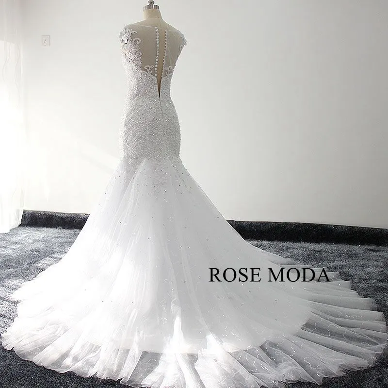 Rosemoda Heavy Beaded Lace Mermaid Wedding Dress