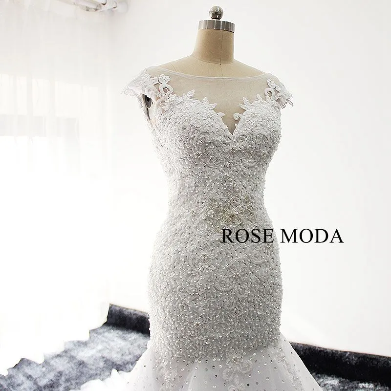 Rosemoda Heavy Beaded Lace Mermaid Wedding Dress