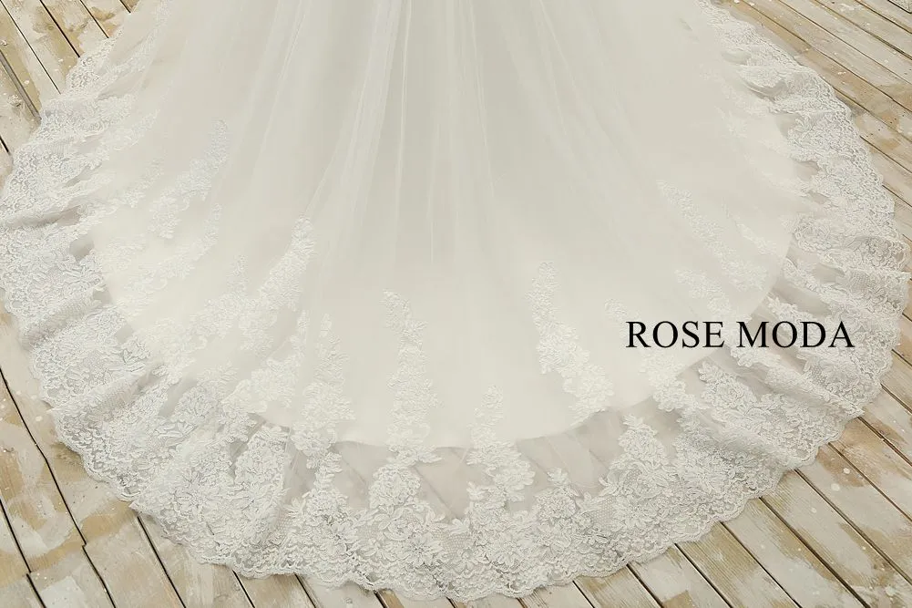 Rosemoda Lace A Line Wedding Dress With Crystal Belt