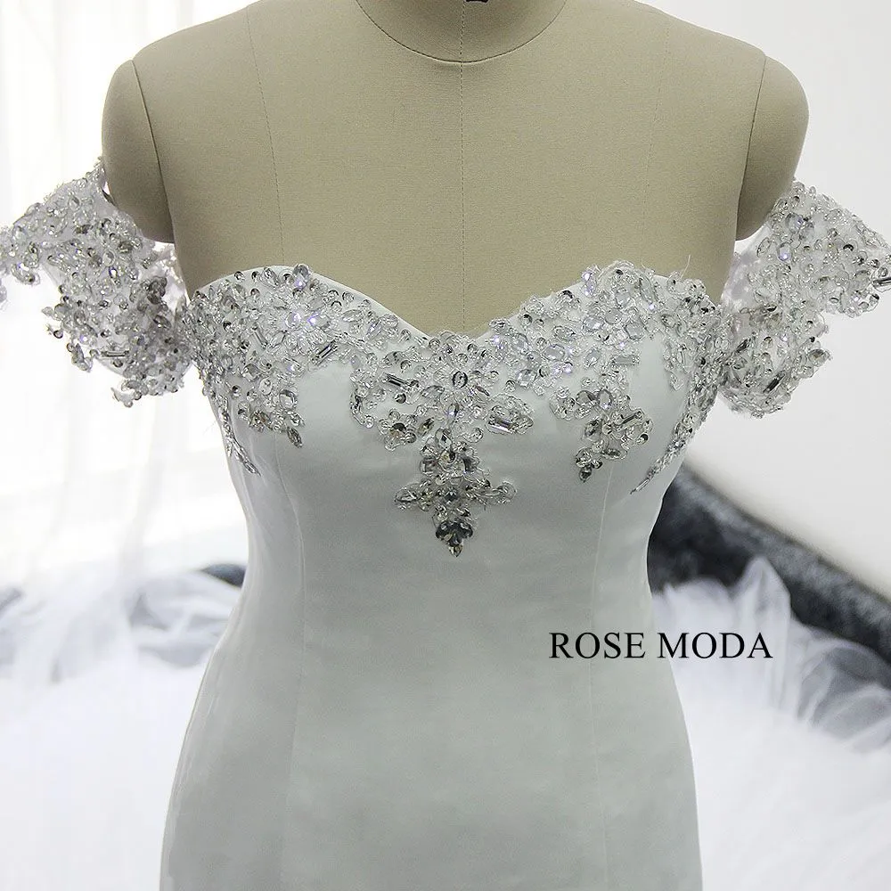 Rosemoda Luxury Satin and Tiered Tufted Mermaid Wedding Dress