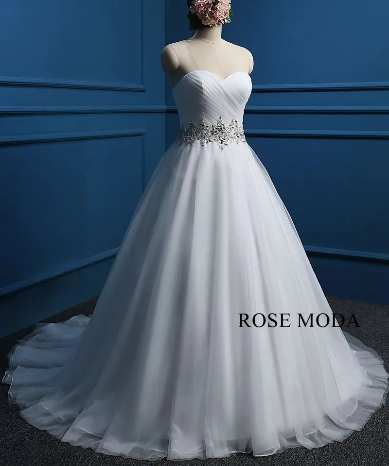 Rosemoda Rushed Bodice Cascading Skirt A Line Wedding Dress