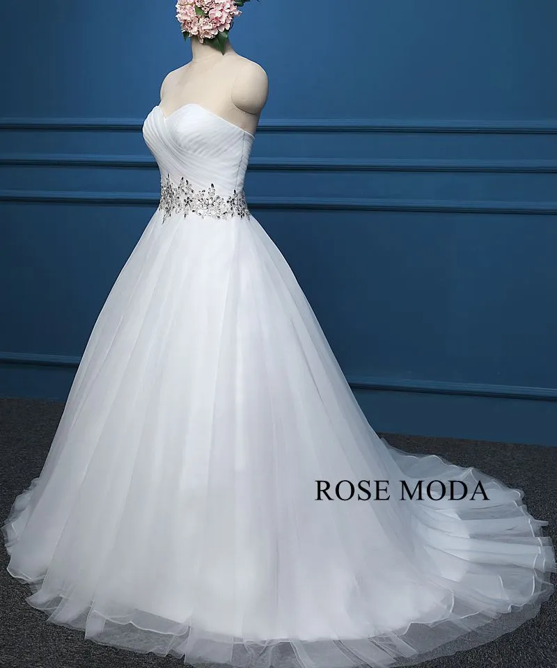 Rosemoda Rushed Bodice Cascading Skirt A Line Wedding Dress