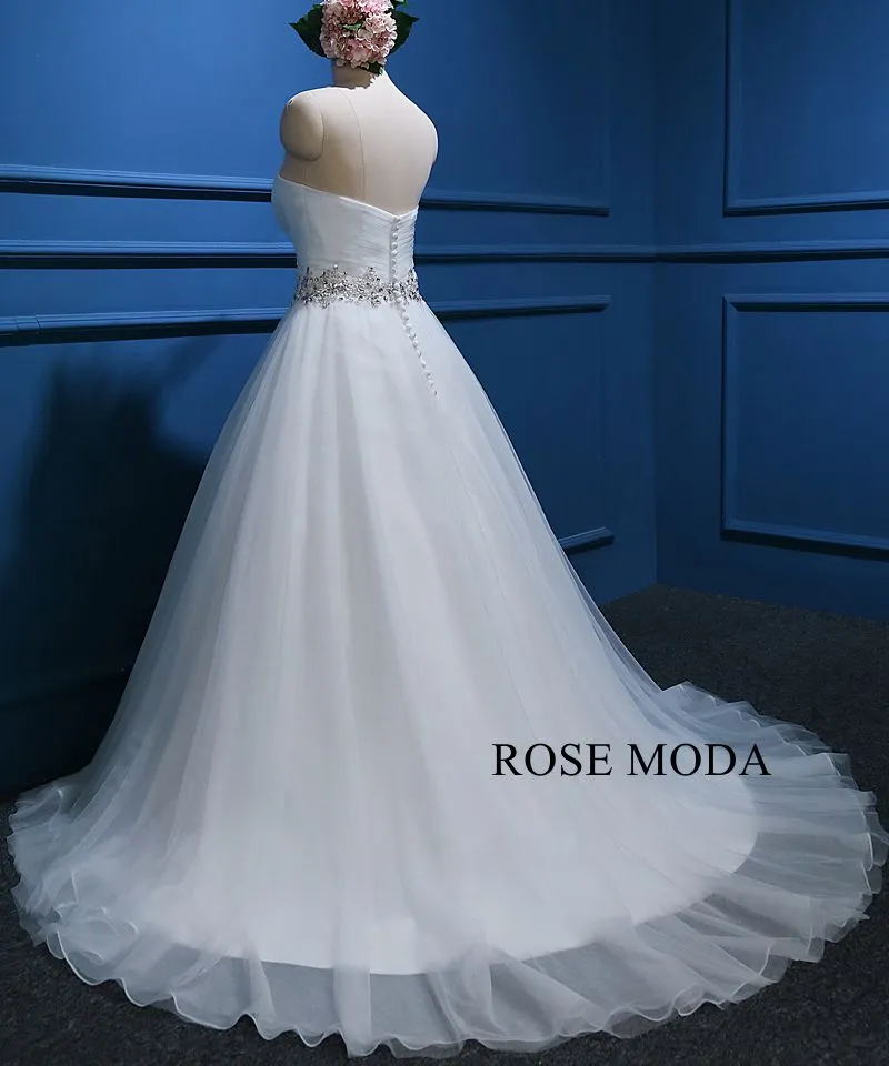 Rosemoda Rushed Bodice Cascading Skirt A Line Wedding Dress