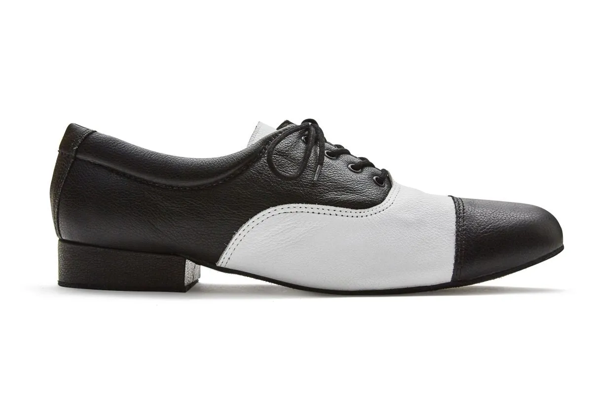 Roy -- Men's Cap Toe Ballroom Oxford -- Black/White