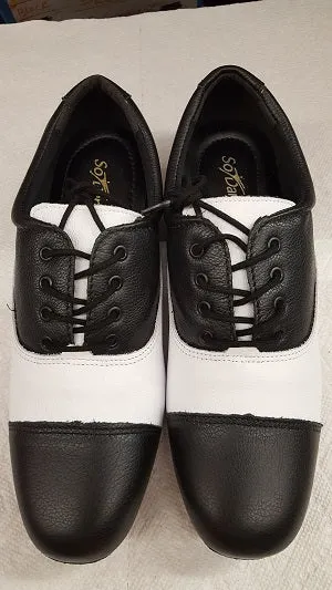 Roy -- Men's Cap Toe Ballroom Oxford -- Black/White