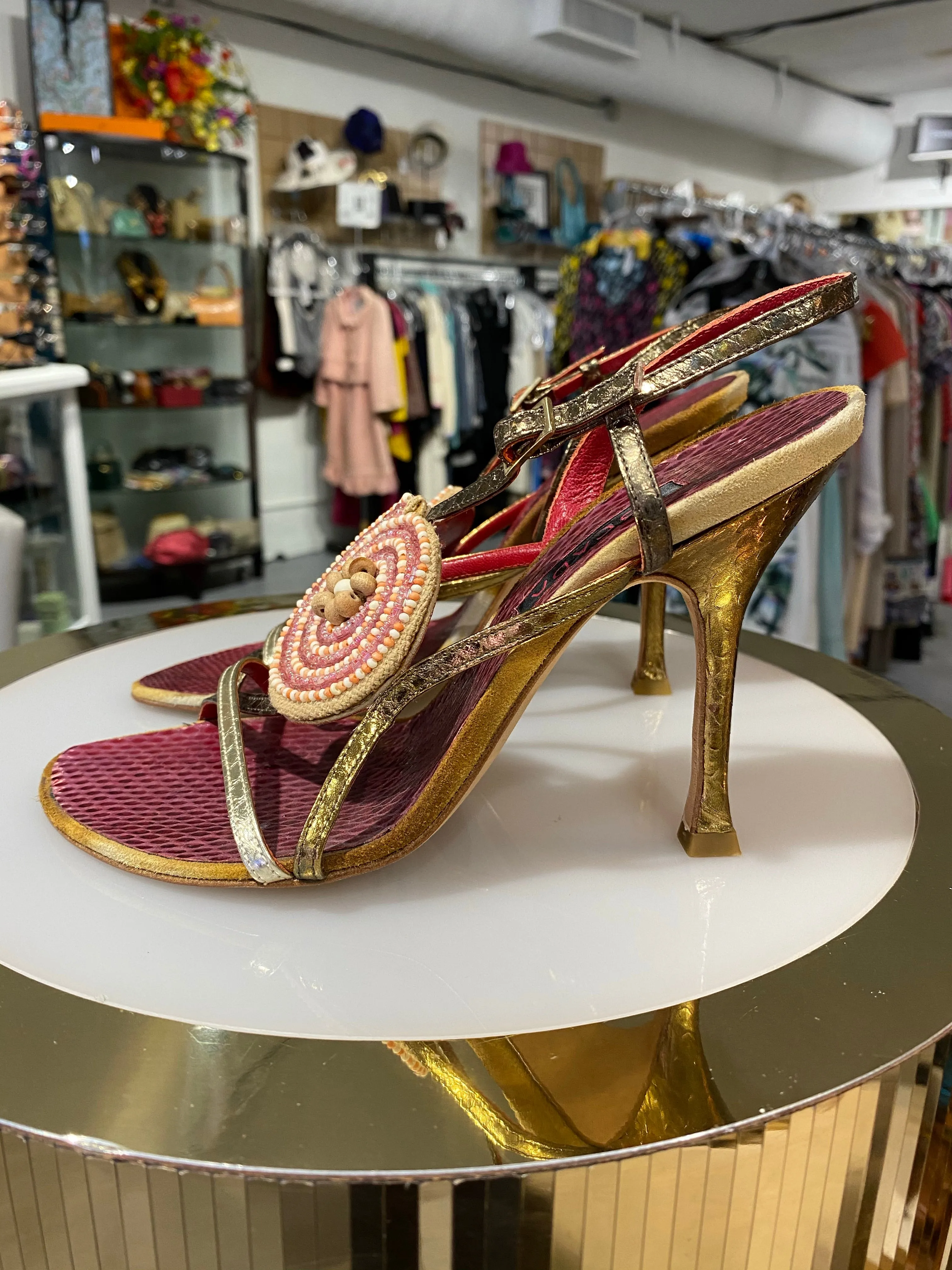 Sale! Escada burgundy snakeskin heels