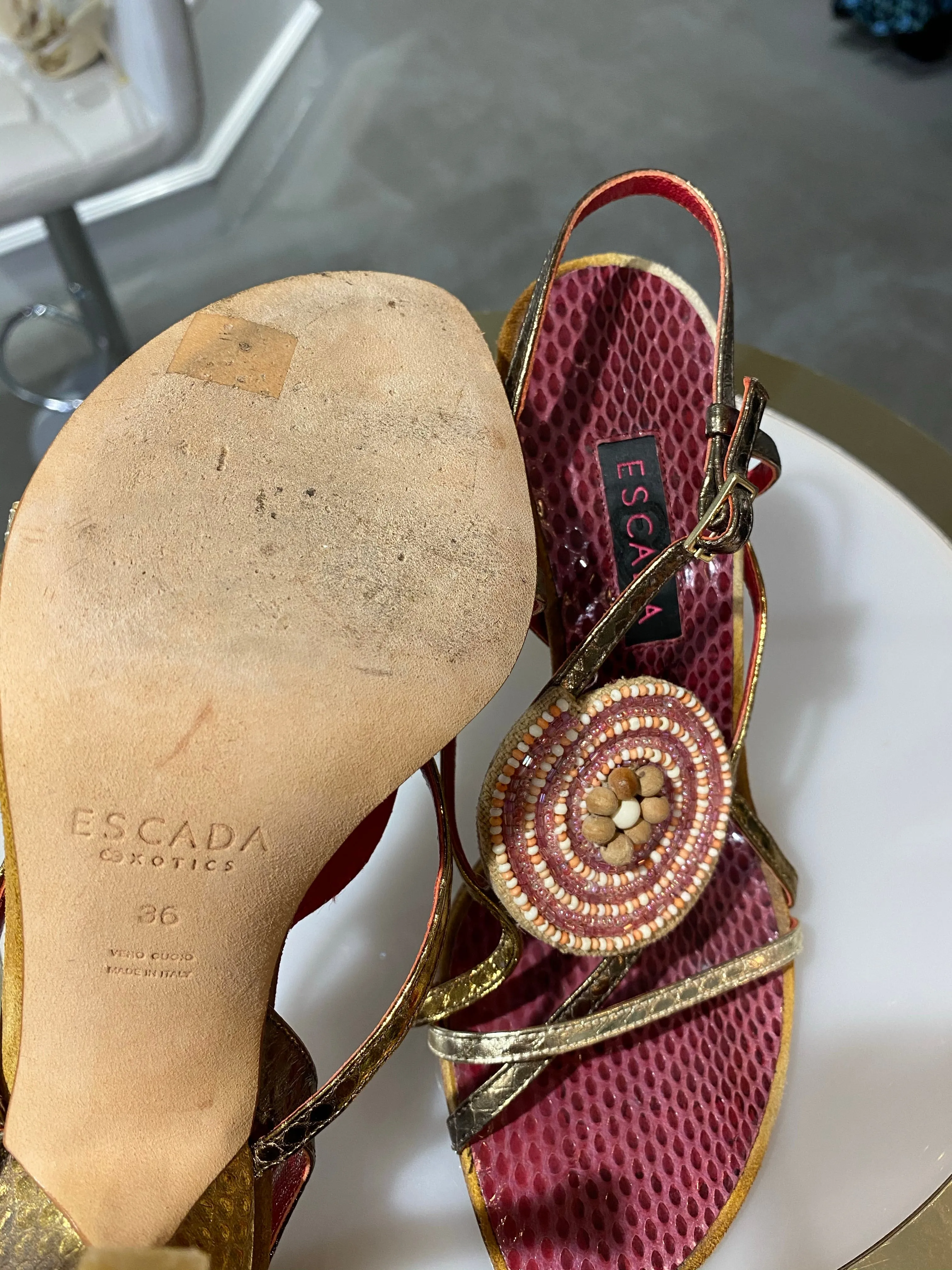 Sale! Escada burgundy snakeskin heels
