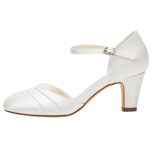 Satin Women's Stiletto Heel Closed Toe Pumps With Buckle,Wedding Shoes,L-582