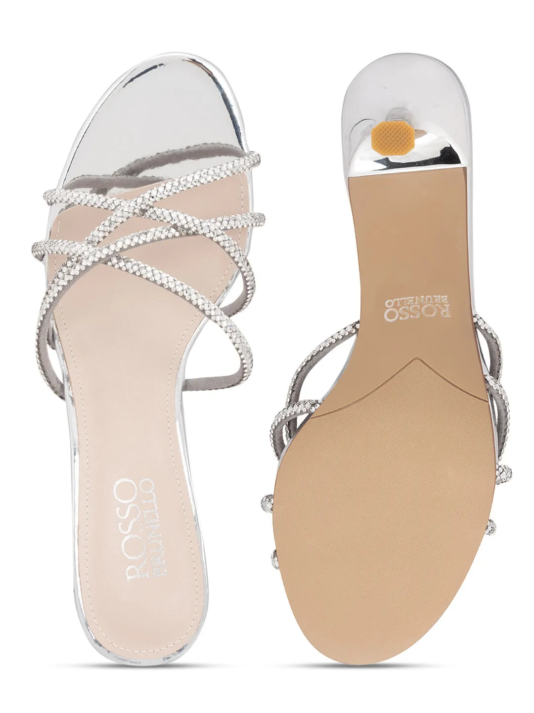 Silver Sequin Strappy Heels