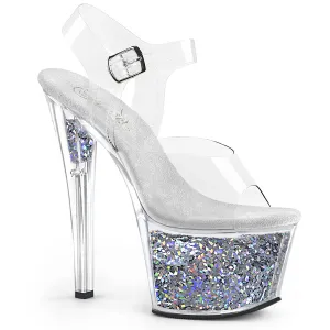 SKY-308GF Silver Glitter Platform Stripper Shoes