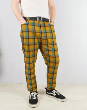 Slim Fit Tartan Check Trousers Mustard & Blue
