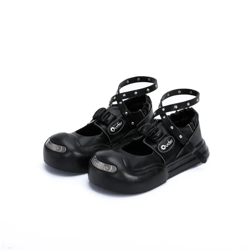 Smile Vampire Leather Mary Jane Shoes