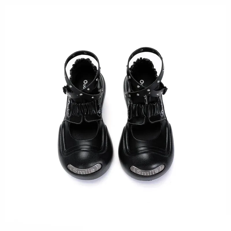 Smile Vampire Leather Mary Jane Shoes