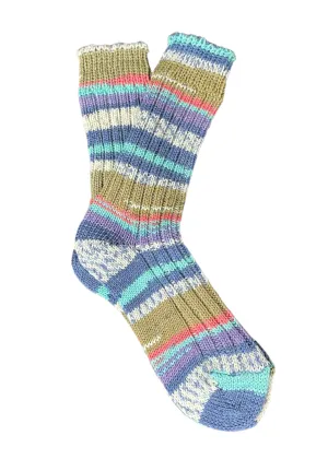 Soft Merino Wool Fair Isle Socks  | Blue Pink Green